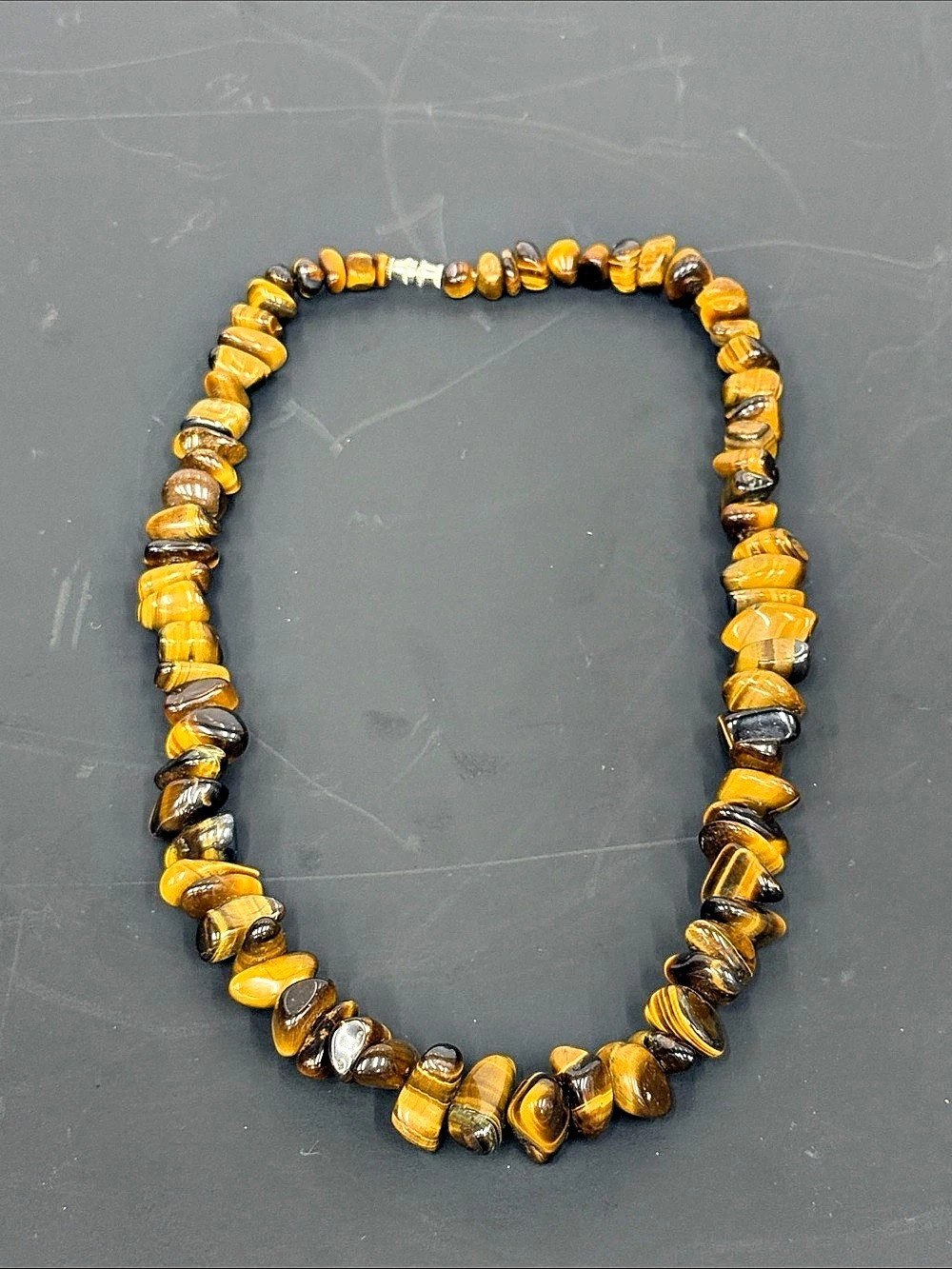 Vintage Natural Tigerโs Eye Chunky Nugget Necklace 20โ โ 108g Polished Gemstone